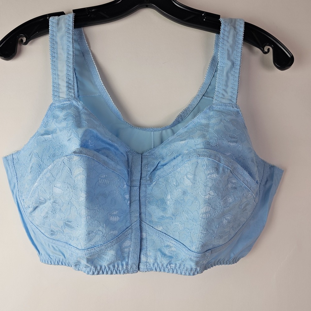 Cozee Corner Lightweight Baby Blue Front Closure Bra 38DDD 38F Retro Wireless‎
